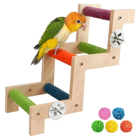Nature Wooden Bird Ladder Pet Parrots Climb Bridge Exercise Stands for Parakeet Climbing Chewing Bridge Bird Cage Accessories for Cockatiel Parakeet Lovebirds Budgie.