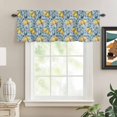 thumbnail image 3 of Kitchen Valances for Window, Watercolor Yellow Lemon Leaves on Linen Light Filtering Rod Pocket Valance Curtain, Blue Theme &nbsp;Short Curtains Window Topper for Bedroom Bathroom Living Room 42x18in, 3 of 9