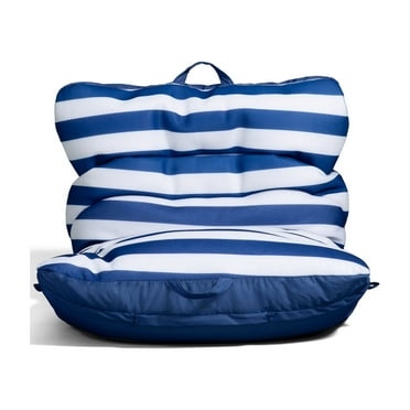Big Joe Roma Float No Inflation Needed Pool Float with Drink Holder, Americana Nautical Stripe Double Sided Mesh, Quick Draining Fabric, 3 feet