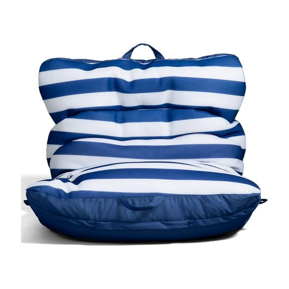 Big Joe Roma Float No Inflation Needed Pool Float with Drink Holder, Americana Nautical Stripe Double Sided Mesh, Quick Draining Fabric, 3 feet