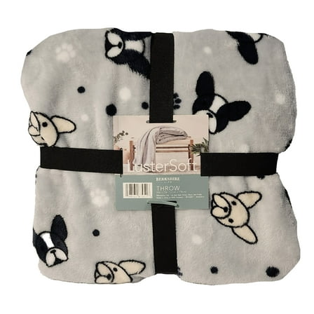 Berkshire White Throw Blanket, 50" x 70", Tea  Cup Cats, Super Soft Polyester Adults Teens