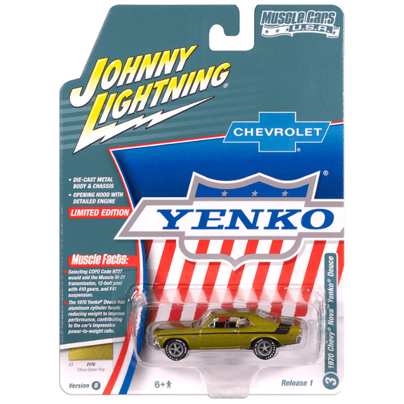 Johnny Lightning Jlmc034 Muscle Car Ver B 1970 Chevy Nova Yenko Deuce Green