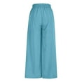 thumbnail image 5 of WIZUTIZ Wide Leg Trousers Women Plus Size Thin Stylish Relaxed Fit Wide Leg Palazzo Pants Spandex Elastic High Rise Trousers Solid Flowy Drawstring with Pockets Beach Pants Office Party Blue, 5 of 6