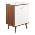 thumbnail image 2 of Modway Transmit 24.5" Modern Wood Bathroom Vanity in Walnut/White, 2 of 11