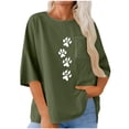 thumbnail image 7 of Jsaierl 3/4 Sleeve Cotton Linen Womens Tops Plus Size Round Neck Shirts Boho Print Ladies Blouses Work Holiday Tunic Top S-2XL, 7 of 7