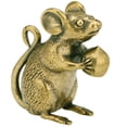 thumbnail image 1 of Adorable figura de ratón de latón artesanal, adorno de ratón Retro delicado para oficina, 1 of 6