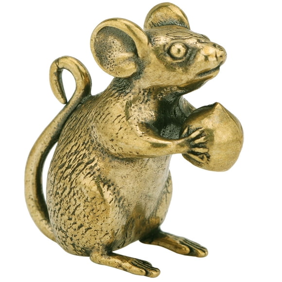 Adorable figura de ratón de latón artesanal, adorno de ratón Retro delicado para oficina