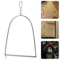 LEORX 1Piece Widen Stainless Steel Humming Bird Swing for Parrot Hanging Toy Silver 12.58X8.65X0.79in