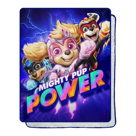 Paw Patrol Skye, Chase, Marshall Mighty Trio Silk Touch Sherpa Blanket, 40x50 inches