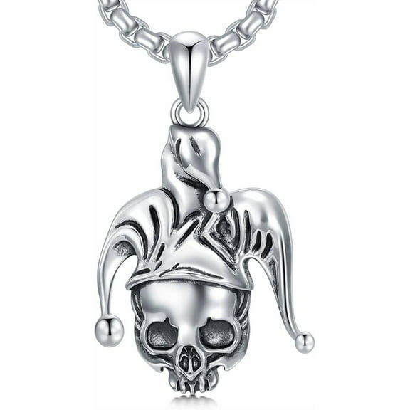 Skull Necklace for Men 925 Sterling Silver Gothic Punk Biker Pendant Halloween Jewelry gifts for Men Women