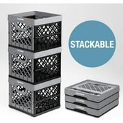 CleverMade Collapsible Eco Plastic Milk Crate, Folding Storage Bin, 6.6 gal, Ocean Navy