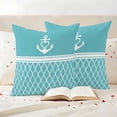 thumbnail image 3 of Blue Morocco Outdoor Waterproof Pillow Covers, Modern Geometric Nautical Anchor Stripe Decorative Square Throw Pillowcase Sofa Cushion Sham for Patio/Couch/Chair, 26"x26" 2 Pack, 3 of 8
