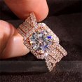 thumbnail image 1 of 925 Sterling Silver Shiny Full Diamond Gemstone Ring Cubic Zirconia Rings CZ Diamond Multi Row Ring Eternity Engagement Wedding Band Ring for Women (US Code 6), 1 of 5