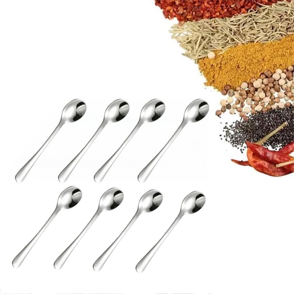 Mini Dessert Spoon Silver Mini Spoons for Spices Mini Stainless Steel Spoons for Home 3x0.6In Mini Tiny Spoons for Spices Powder, Dessert Caviar