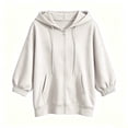 thumbnail image 6 of XUNKUSGA Hoodies for Women Zip Up Lightweight Solid Color 3/4 Sleeve Jackets for Women Fashion Basic Casual Sweatshirt for Women with Slant Pockets S-2XL,White, 6 of 9