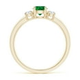 thumbnail image 2 of ANGARA Natural Classic Emerald and Diamond Three Stone Engagement Ring in 14K Yellow Gold for Women (Size-5mm) | May Birthstone, Birthday, Anniversary, Jewelry Gift for Women | Natural Emerald Ring, 2 of 10