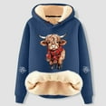 thumbnail image 2 of Women's Hoodies & Sweatshirts Casual Hoodie with Adorable Cow Print Fashionable Long Sleeve Pullover for Cozy Comfort Navy,2X-Large, 2 of 3