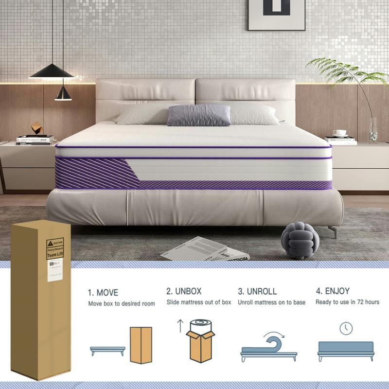 12"14" Twin Full Queen King Size Mattress In A Box Hybrid Pocket Spring Memory Foam Medium Firm Bed Mattresses Modern Bedroom