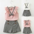 thumbnail image 3 of Coerni Toddler Girls Clothes 3T 4T 5T 6T 7T Summer Outfits Baby Kids Short Sleeve T-Shirt Tops & Bow Shorts Sets 2pcs, 3 of 6