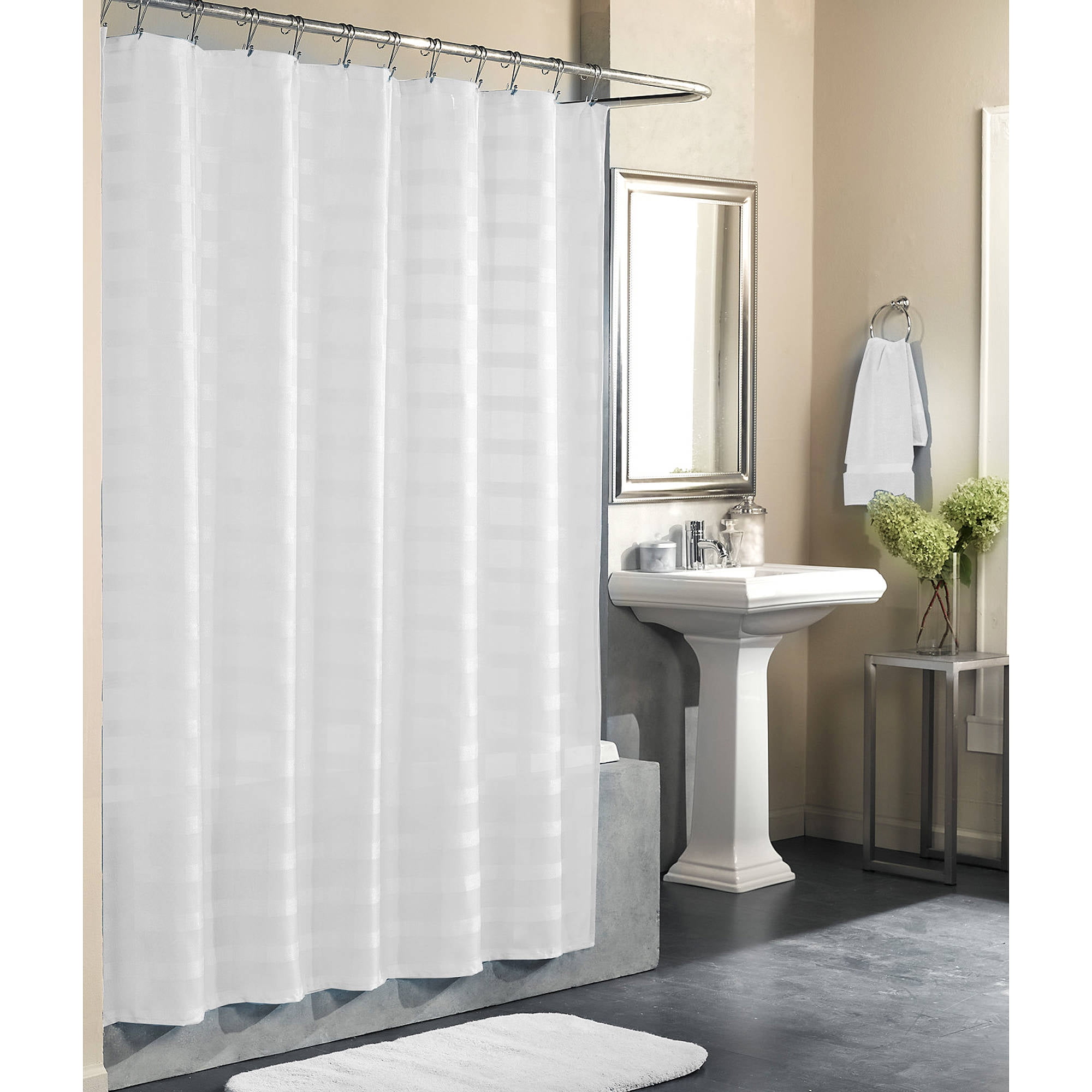 Mainstays Odyssey Solid Color Arctic White Shower Curtain, 1 Each
