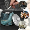 thumbnail image 4 of Yayeee Ashtray with Lid for Cigarette Smokeless Stainless Steel Home Ash Holder, Black Marble, 4 of 7
