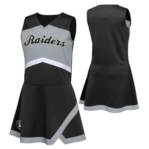 Girls Preschool Black Las Vegas Raiders Two-Piece Cheer Captain Jumper Dress with Bloomers Set