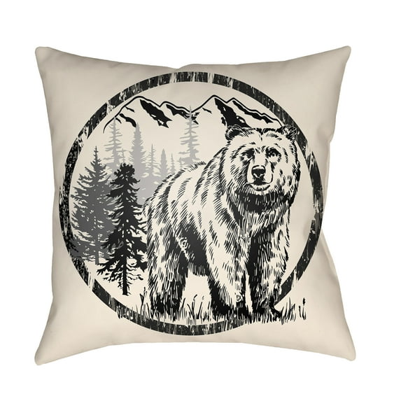 Surya LGCB-BEAR-2222 Lodge Cabin 22" Wide Square Novelty Bear Polyester Outdoor Accent