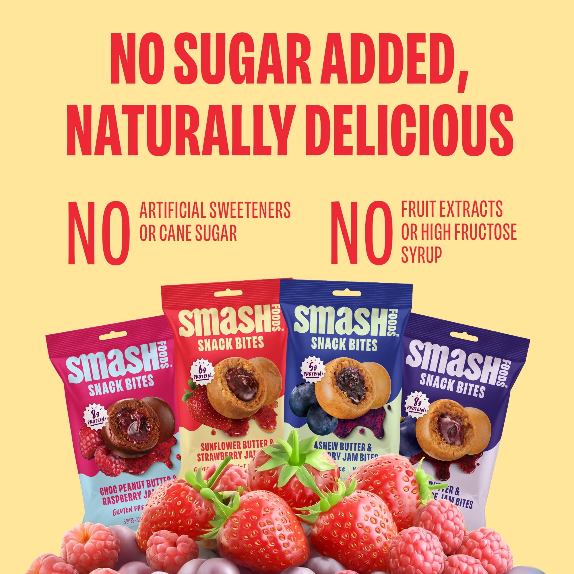 Smash Foods Gluten-Free Vegan Snack Bites (Variety), Protein & Energy, 8-Pack