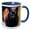Blue/White, variant on 3drose, Panther with Snow on His Head Image of Watercolor Painting, 15oz Mug