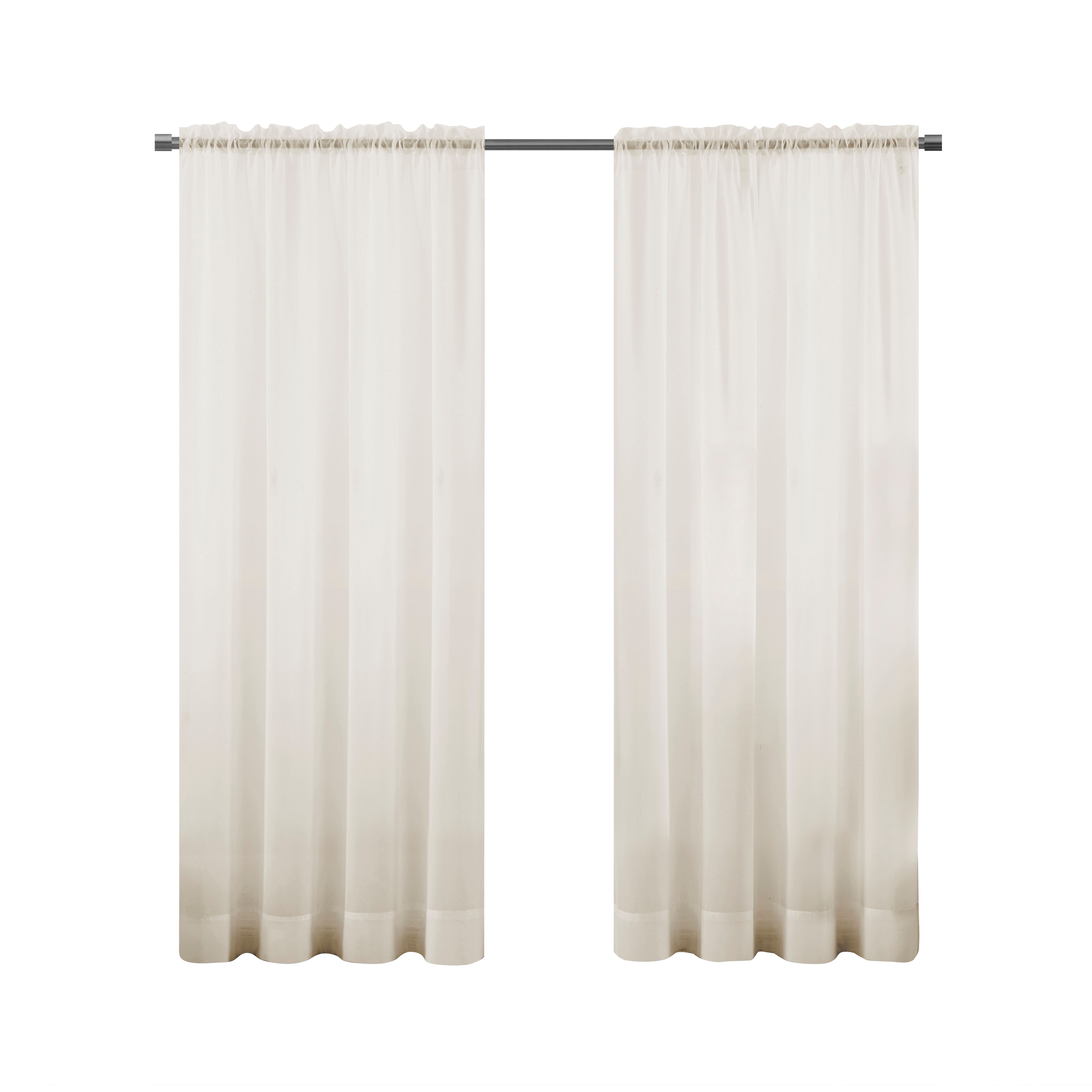 (2 pack) Mainstays Marjorie Sheer Voile Curtain, Single Panel, Ivory, 59" W x 84" L