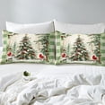 thumbnail image 3 of YST Christmas Holiday Fitted Sheet Full,Xmas Tree Bed Sheets Winter Christmas Red Cardinal Bedding Set For Kids Adults,Green Checkered Grids Sheets Christmas Home Decor, 3 of 4
