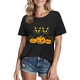 thumbnail image 2 of JOANKDMI Women's Halloween Shirts Black Cat and Pumpkin Graphic Tees Short Sleeve Jack-O-Lantern Tops Casual Season Fall Holiday Clothing, 2 of 3