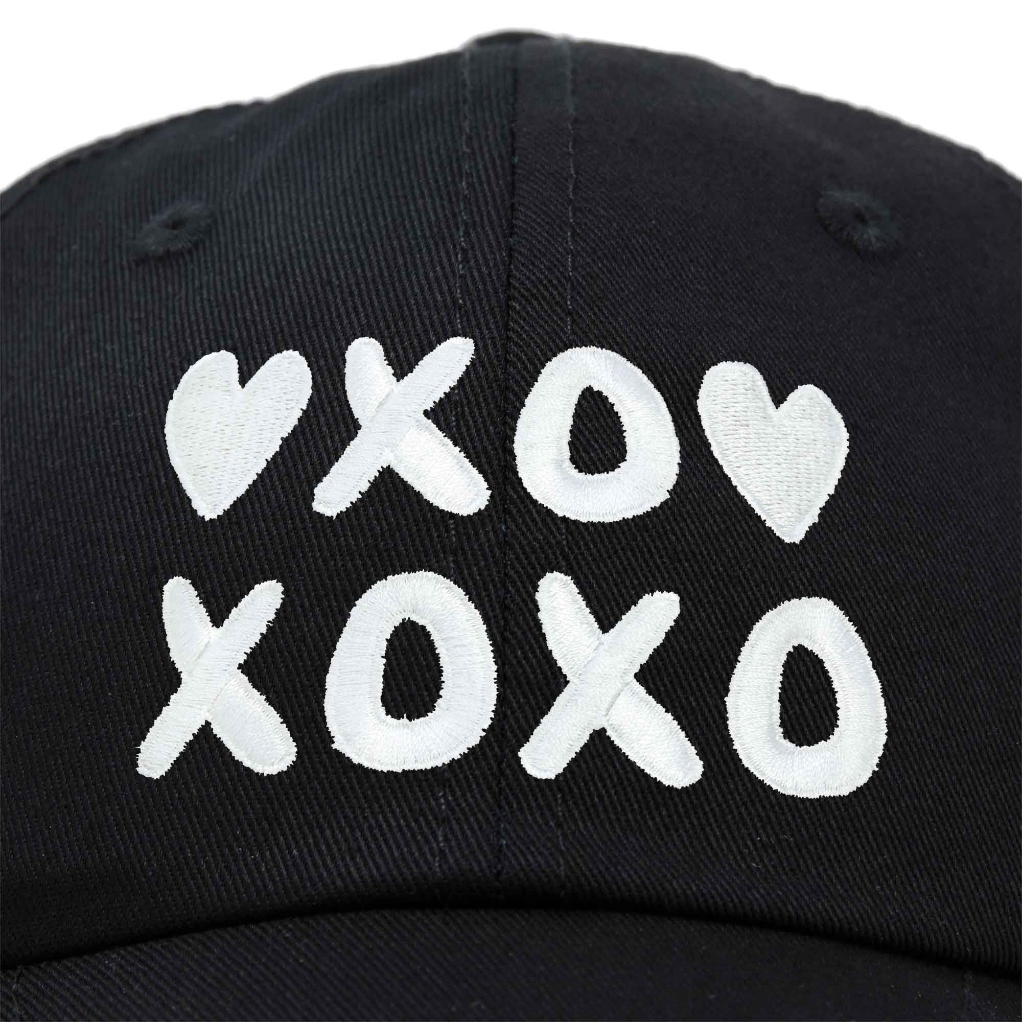 DALIX Hugs Kisses XOXO Hat Womens Embroidered Baseball Cap in Red