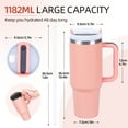 thumbnail image 6 of QCQHDU 1182ml 40 oz Tumbler with Handle and Straw,Leak Proof Insulated Coffee Travel Mug, Double Wall Stainless Steel Vacuum Insulated Coffee Mug for Ice Drink or Hot Beverages(Pink), 6 of 6