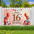 thumbnail image 6 of Glittery 16th Birthday Backdrop Banner with Balloons Stars and Gifts Party Supplies Birthday Decoration Photography Props Party Decor Background, 6 of 7