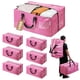 thumbnail image 1 of WORKPRO Paquete de 6 bolsas extra grandes para mudanzas con cremalleras y asas de transporte, correas para mochila, bolsa de almacenamiento resistente para ahorrar espacio en mudanzas (rosa), 1 of 5
