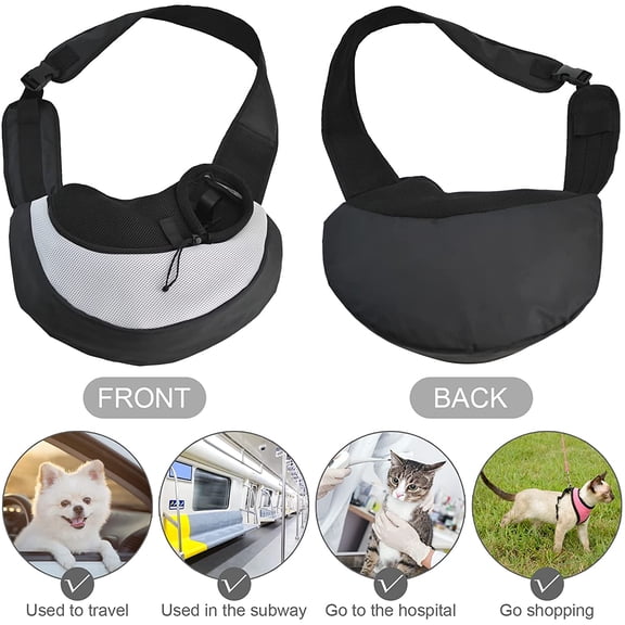 Pet Dog Sling Carrier, Travel Safety Sling Bag with Adjustable Strap, Breathable Mesh Pet Carrier Bag for Small Dogs and Cats (Large,Gray)