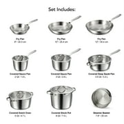 Tramontina Tempo Tri-Ply Base Stainless Steel 14-Piece Cookware Set with Glass Lids, Pots and Pans Kitchen Set, Induction-Ready, Oven-Safe, Dishwasher-Safe