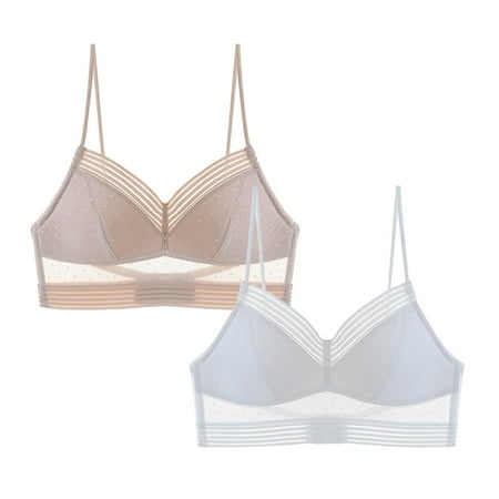 

Sports Bra for Women 2PC No Steel Ring French Underwear Big Open Back Beautiful Back U Shaped Bra Summer Ultra Thin Bud Bra