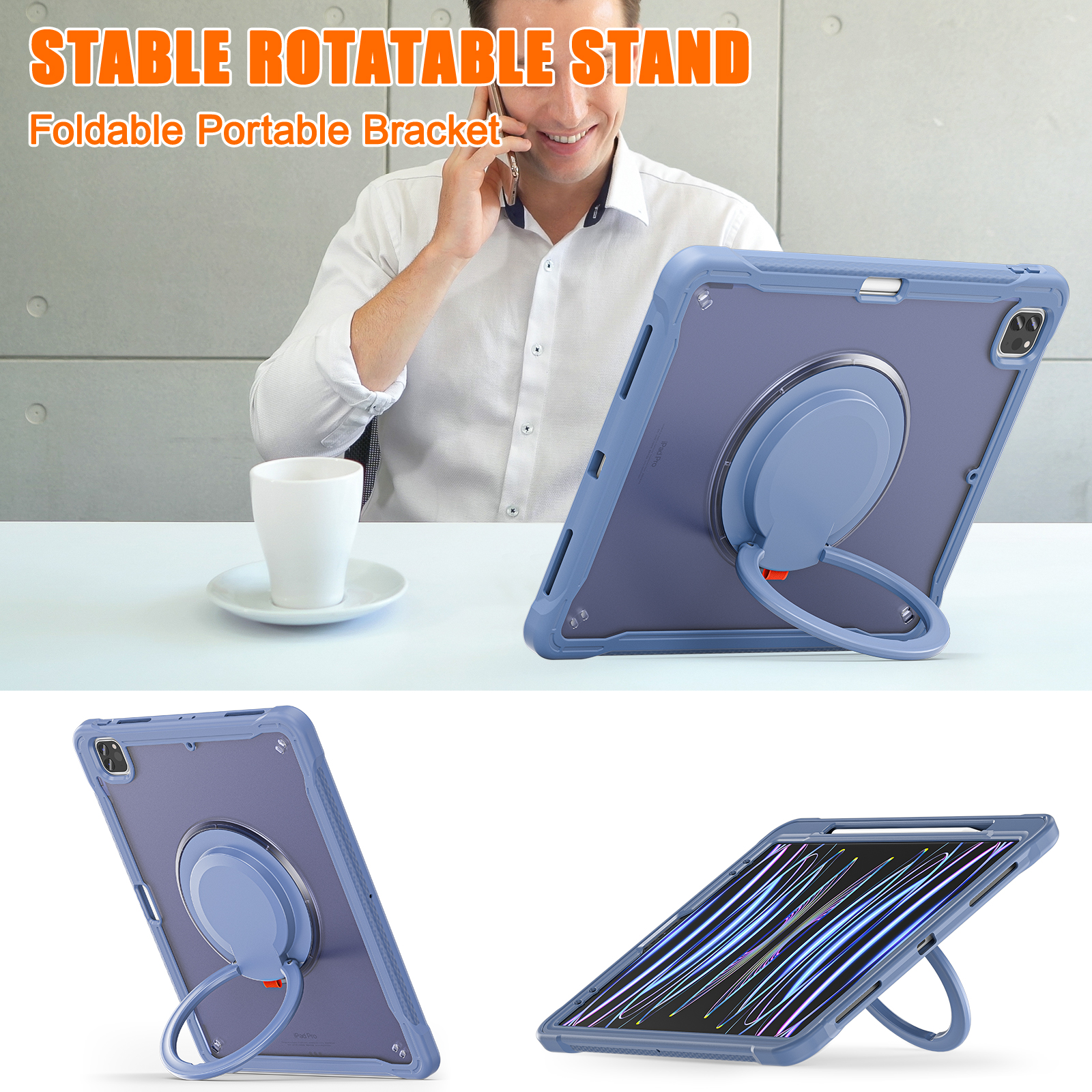 Allytecgroup Rugged Case for Apple iPad Air 13" M3 M2 2025 2024, with Pencil Holder Shoulder Strap Heavy Duty Shockproof Lightweight Rotating Multi Angle Kickstand Case Cover for iPad Air 13,Purple