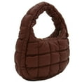 thumbnail image 2 of FashionPuzzle Small Light-weight Quilted Soft Lambskin PU Leather Puffer Crossbody Evening Bag (Brown), 2 of 8