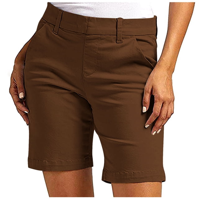 zbxnLI Bermudas pour Femmes Été Décontractés Taille Haute Jambe Droite Plein Air Randonnée Voyage Shorts avec Poches
