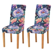 Yayeee 2 Pack Dining Chair Covers Stretch Parson Chairs Slipcovers Seat Protector, Puprle Ethereal Floral Harmony