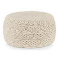 thumbnail image 1 of Bouclair Beige Macrame Ottoman, 1 of 10