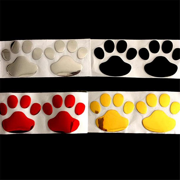 2 piezas/juego de pegatinas para coche, diseño genial, huellas de patas de perro en 3D, calcomanías para coche