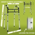 thumbnail image 2 of Narrow Walkers with Storage Bag - Width and Height Adjustable Walker, Lightweight Folding Walkers for Seniors Handicapped & Disabled, Up to 350 lbs, 2 of 6