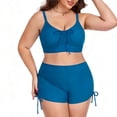 thumbnail image 4 of vigerkar Women's Plush Size Drawstring Tie High Waist Boy Shorts 2 Piece Bathing Suit (Blue, 4XL), 4 of 6