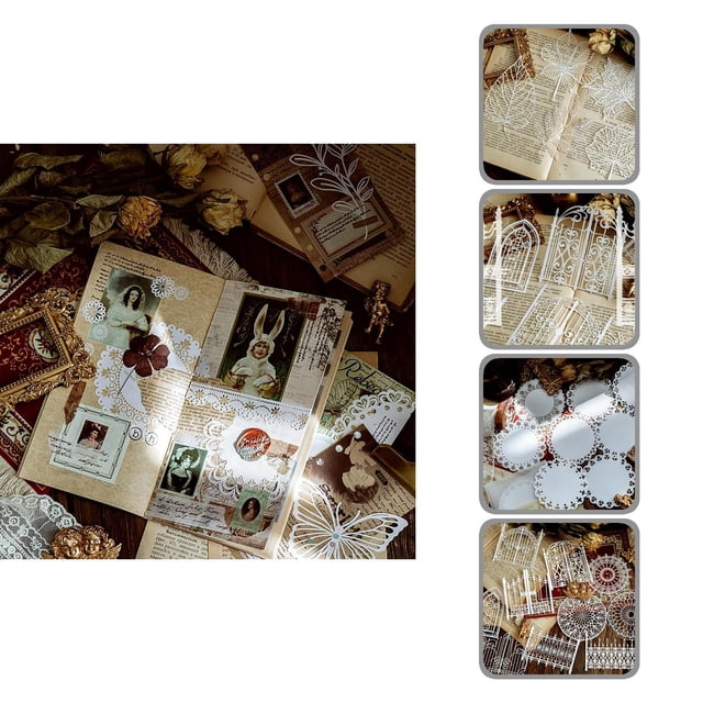 10Pcs/Set Scrapbooking Pad Lace Pattern Easy to Use Lightweight Craft Material Journaling Paper for Home