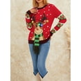 thumbnail image 6 of Women Christmas Knitted Sweater with Funny LED Light Up Round Neck Pullover, 6 of 9
