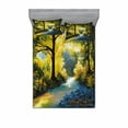 thumbnail image 2 of Ambesonne Green Fitted Sheet & Pillow Sham Set, Nature Forest Meadows, Twin, Avocado Green Fern Green, 2 of 3